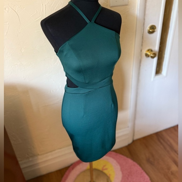 NEW Teal Halter Cutout Mini Dress Size 3 – Bodycon Party Event Formal - Picture 3 of 10